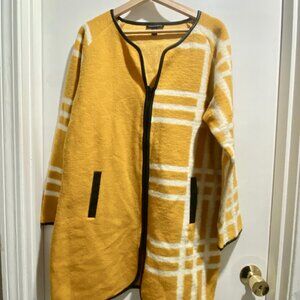 (12) Parkhurst Wool Boho Preppy Work Longline Lagenlook Zip Up Cardigan Coat XL